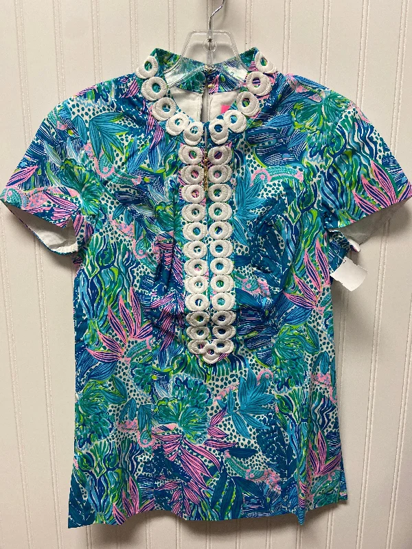 Multi-colored Top Short Sleeve Designer Lilly Pulitzer, Size Xs