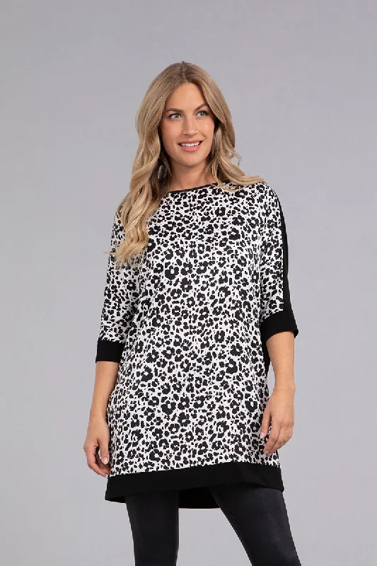 Satin Boat Neck Tunic | Animal Floral